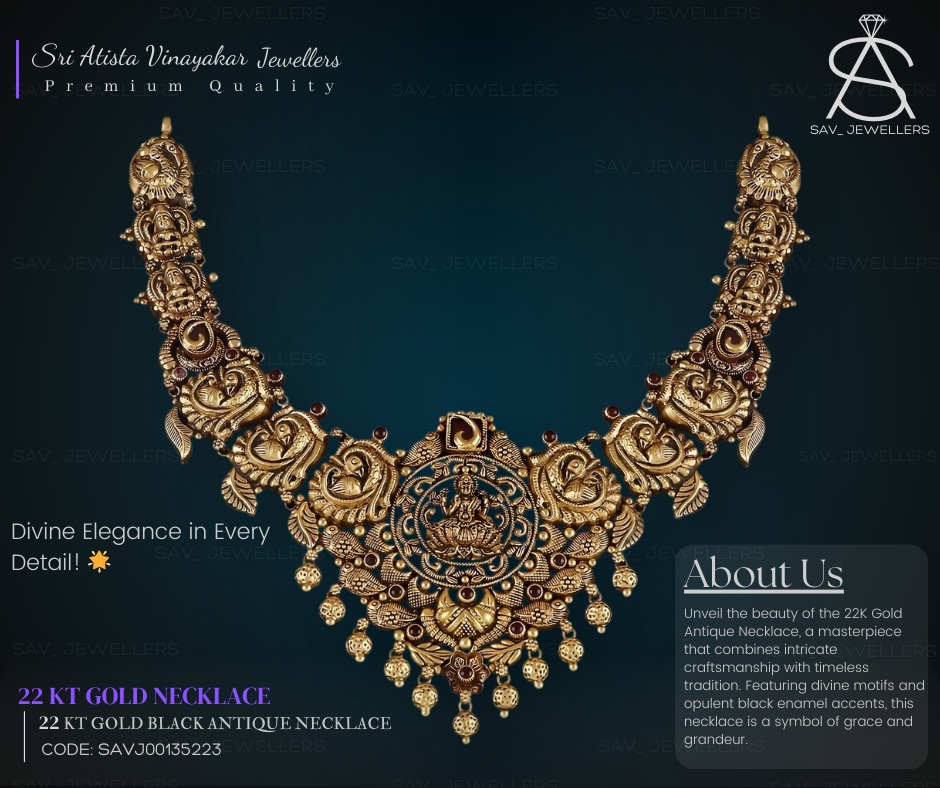 22 KT GOLD BLACK ANTIQUE NECKLACE